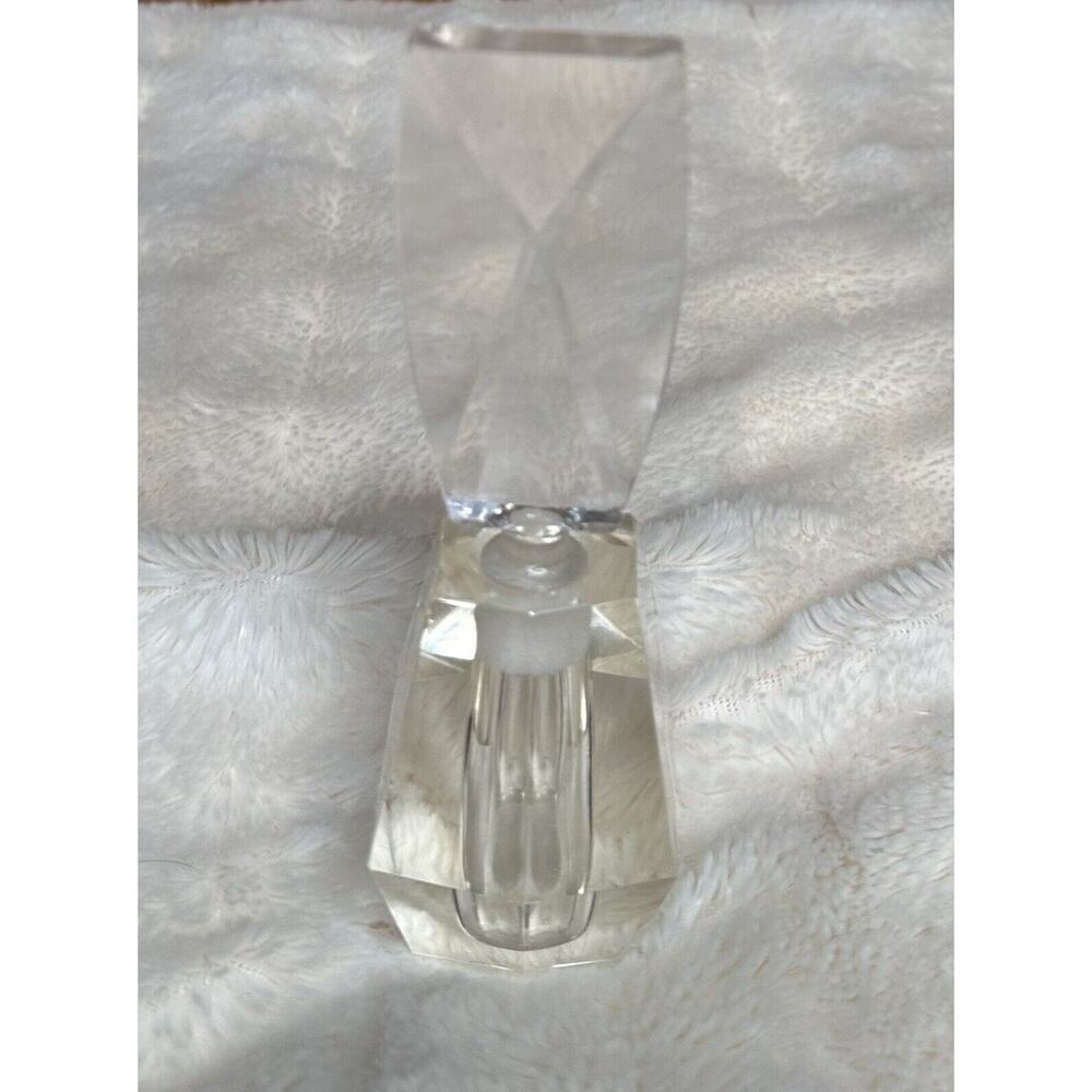 Set of 2 Crystal Lead Cut Clear Glass Perfume Bottles with Stoppers Vanity Decor - Picture 7 of 16